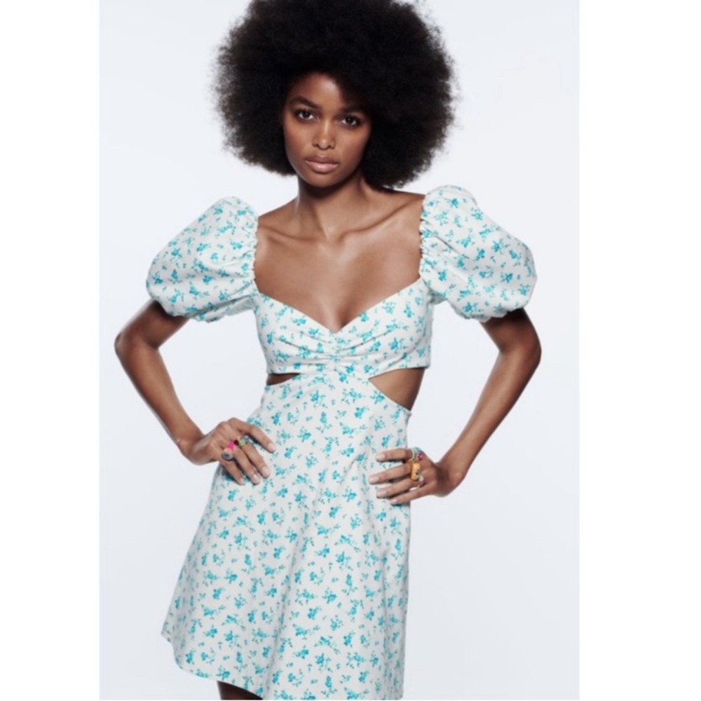 Zara Cut Out Floral Dress - Gem